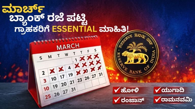 ಮಾರ್ಚ್ ಬ್ಯಾಂಕ್ ರಜೆ ಪಟ್ಟಿ: ಗ್ರಾಹಕರಿಗೆ ಸಂಪೂರ್ಣ ಮಾರ್ಗದರ್ಶಿ